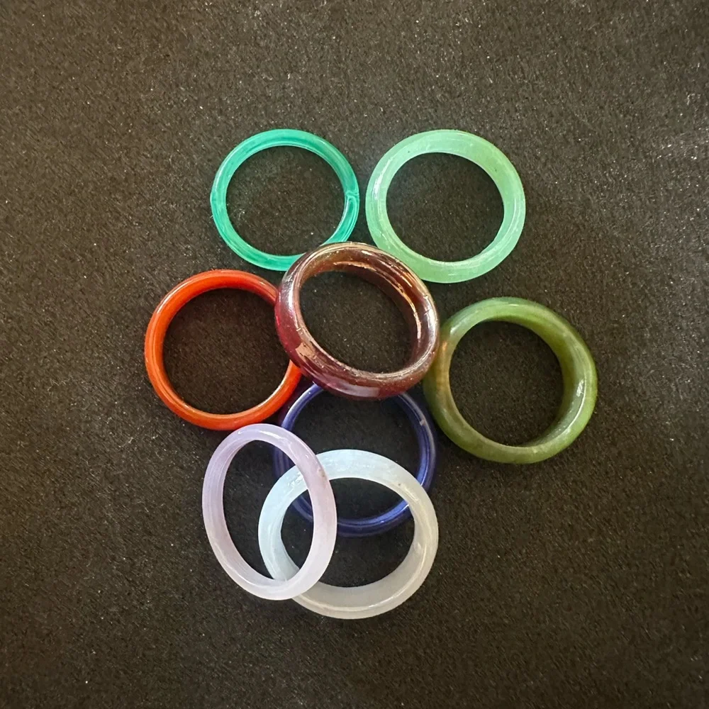 Colorful Stackable Glass Rings Lot size 6.5 - Picture 2 of 5